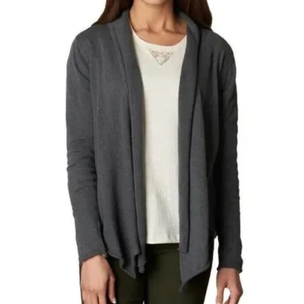 PRANA GEORGIA WRAP CARDIGAN SWEATER ORGANIC COTTON CASUAL GRAY MEDIUM